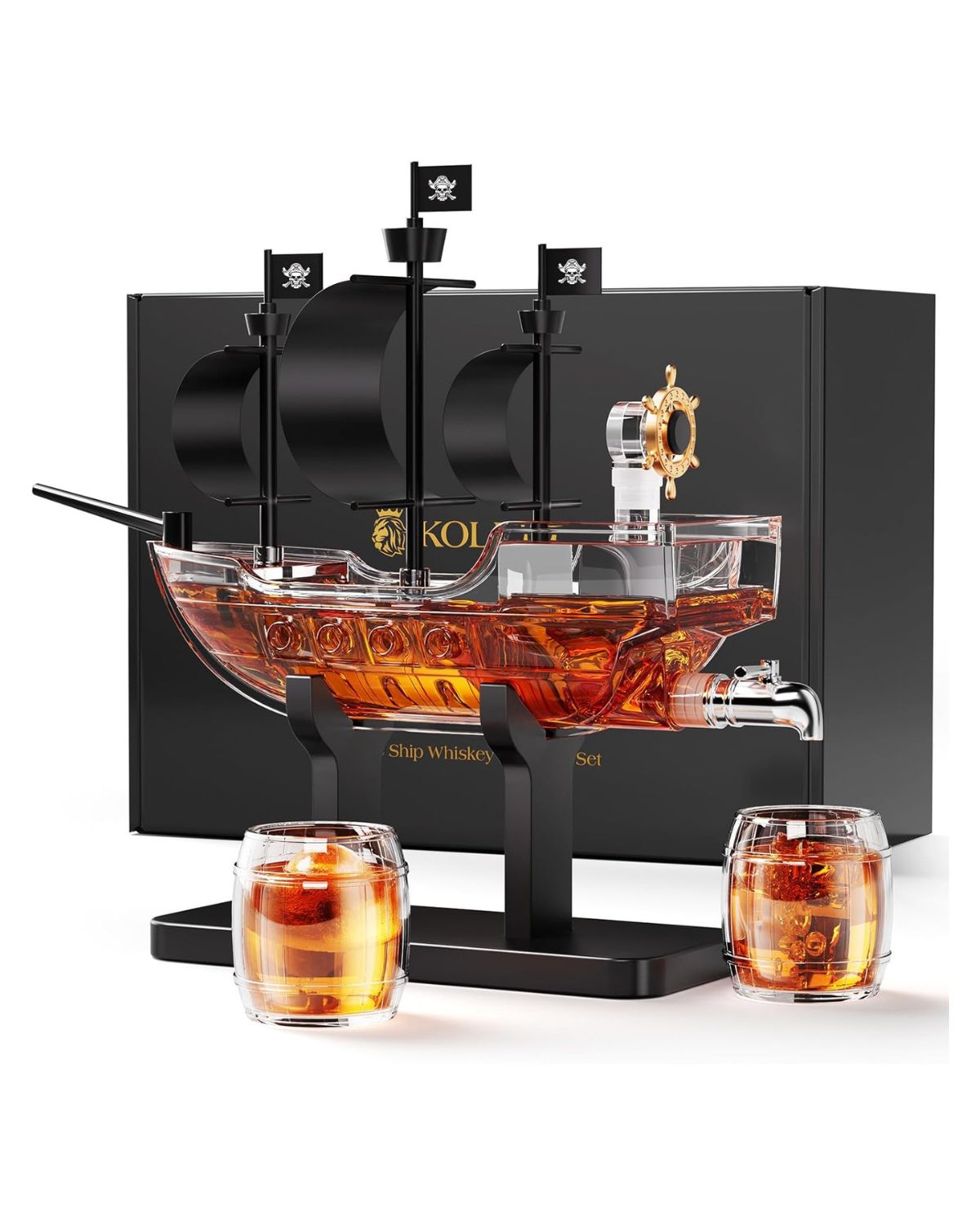 Kollea Pirate Ship Whiskey Decanter Set